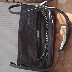 Brown leather Jimmy Choo biker shoulder bag